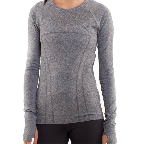Ivivva by Lululemon Girls Swiftly Fly Tech Seamless Long Sleeve Shirt XS Gray - Picture 3 of 4